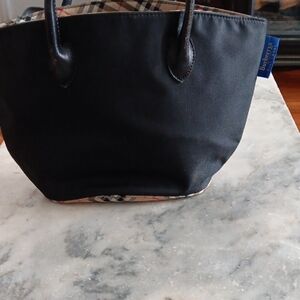 Burberry Blue Label Vintage Black Tote with Classic Check Trim